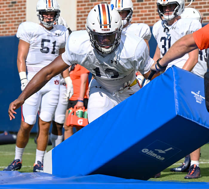 Cam Riley (13)Auburn football practice Tue. Aug. 16, 2022 in Auburn, Ala. Todd Van Emst/AU Athletics
